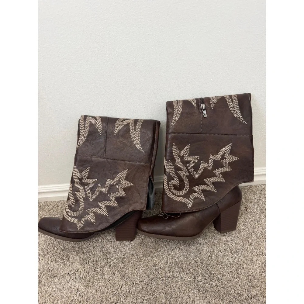 AOSPHIRAYLIAN Women's Knee-High Western Cowgirl Boots – Size 36 – NEW